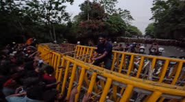 Clash between Sri Lankan university students and police during a protest against the government