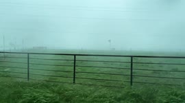 Intense Rain and Wind Battering a Farm in College Station Texas During a Severe Storm