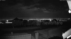 Security camera captures mysterious explosion in sky over Belgorod, Russia
