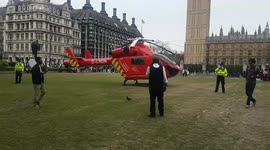 Air ambulance spotted taking off in Parliament Square