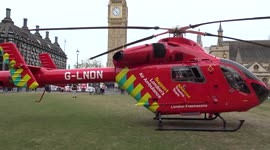 G-LNDN London Air Ambulance helicopter parked in Parliament Square ready to take off