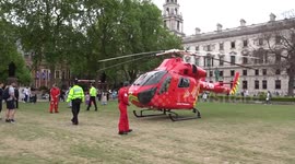 Air ambulance helicopter responds to incident on Westminster Bridge