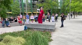 Protesters gather outside the US Embassy in London after it emerged Roe Vs Wade may be overturned