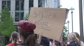 Pro-abortion protesters gather outside US Embassy in London as fight to save Roe v Wade continues