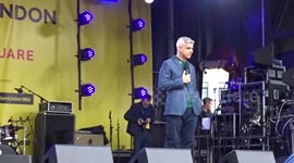 London Mayor Sadiq Khan speaks at London Eid celebrations and takes selfie with crowd