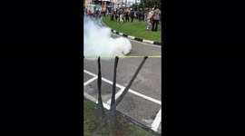 Police use tear gas and water cannons against protesters in Colombo, Sri Lanka