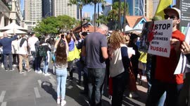 ‘Ukraine’ is written in the sky above ‘Song for Ukraine’ rally