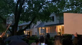 Protesters outside Supreme Court Justice Kavanaugh’s house chant “We will not go back!”