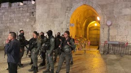Israeli security forces gather at scene of stabbing at Damascus Gate in Jerusalem