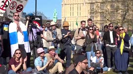 John McDonnell MP condemns invasion of Ukraine as he speaks at Russians Against The War rally in Parliament Square