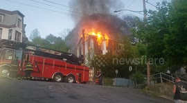 Dramatic house fire, Shamokin, Pennsylvania