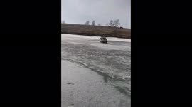 The car fell through the ice while drifting
