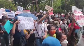 Students protest against dictator's controversial son winning Philippines election