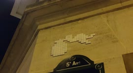 The pixel art storks of the street artist Stork spread in Paris. 9 may 2022