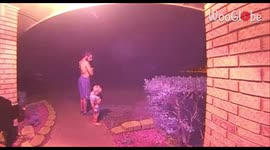 'Doorbell camera catches the LEGENDARY moment a baby boy turned to his dad just to pee on him'