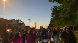Pro-Choice Protesters Chant “Alito is a coward” after marching to the Supreme Court Justice’s home