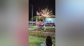 Blindfolded Muay Thai boxers accidentally KO the referee
