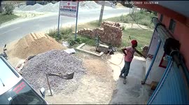 Watch - Dramatic cctv footage shows how a Man escaped possible fatal accident in Deoria