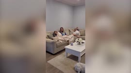 Tear-jerking moment children reunite with grandmother after two and a half years apart