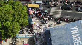 Aerial footage of a polling station in Cainta, Philippines on the day of Presidential Election