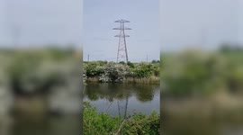 Pylons pulled down to make way for electric T-pylons set to provide low carbon energy