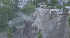 Glacier outburst cuts down trees and houses in Hassanabad village