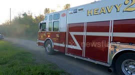 Fire Trucks stuck in the mud at a House fire in Danville, Montour County, Pennsylvania