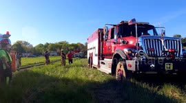 Fire Trucks stuck in the mud at a House fire in Danville, Montour County, Pennsylvania