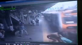 Indian security personnel put his own life in danger to save a passenger who was almost hit by train in Western India.