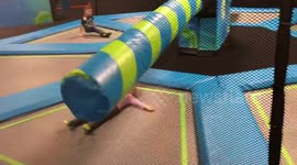 Kids play in trampoline park