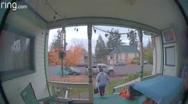 Woman falls down porch steps