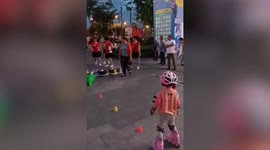 Hostile 'dancing aunties' drive away children taking skating lessons in public square in China