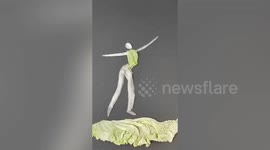 Food artist uses cabbage to create sensational stop-motion dance animation