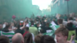 uncut footage of celtic fans take over glasgow cross area to celebrate championship win