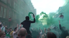 uncut footage of celtic fans take over glasgow cross area to celebrate championship win