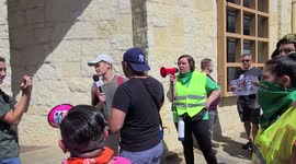 Protesters engage with Counter protesters at a abortion rights rally and San Antonio Texas.