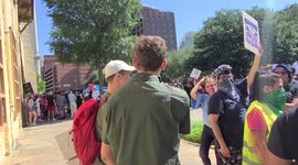 Protesters engage gauge counter protesters at a abortion rights rally on San Antonio texas
