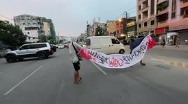 Sudden flash mob protest against the junta in Yangon, Myanmar