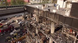 Drone footage shows terrible aftermath of Mundka building fire in New Delhi