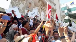 Opposition holds protest against president Kais Saied in Tunisia asking for return of democracy