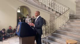 Mayor Eric Adams defends COVID-19 measures at New York City Hall