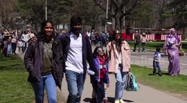 Massive crowds of people and tourists swarm High Park in Toronto to enjoy the spectacular weather after two years of COVID 19 pandemic restrictions