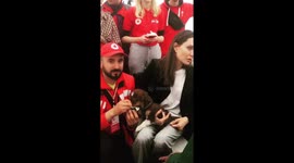 Angelina Jolie with a puppy in her arms and volunteers in Lviv