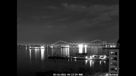 Foggy sunrise over lower New York Harbor and the Verrazano Bridge