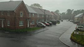 Torrential rain hits Harrogate in North Yorkshire and thunder can be heard in the distance 16/05/2022 7:27pm