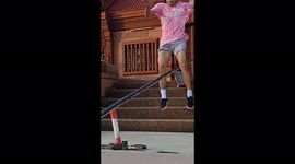 'Skateboarder goes 'Balls-First' onto the grind rail 
*Gnarly Skating Fail*'