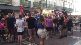 Rangers fans party in Faro, Portugal before the UEFA Europa League Final in Seville, Spain