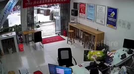 Wild boar attacks employees inside phone shop in China