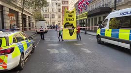 Extinction Rebellion activists disrupt Africa oil conference at London hotel