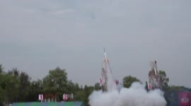 Locals set off colourful projectiles for annual Thai Rocket Festival